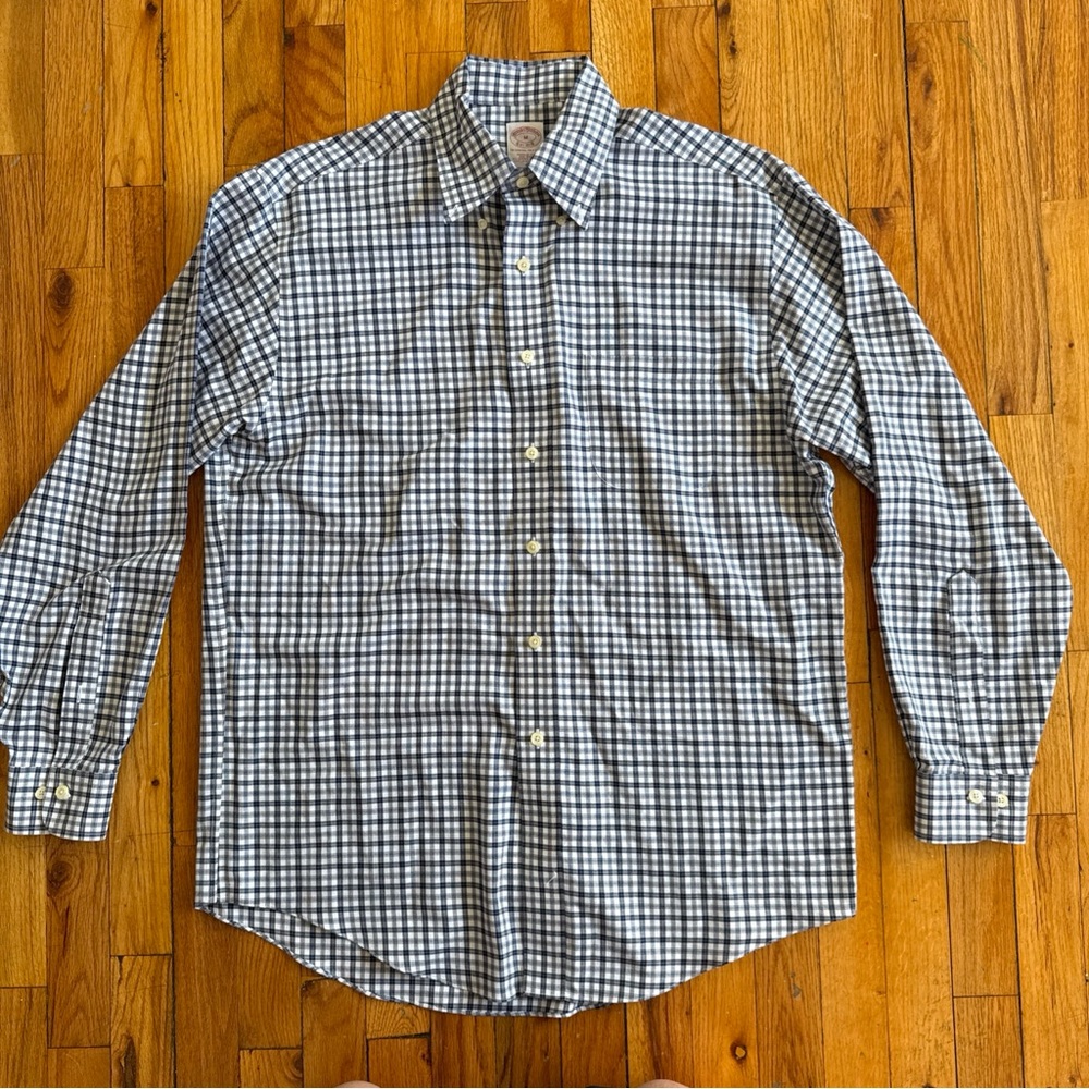 Brand New Brooks Brother Blue & White Button Up Short